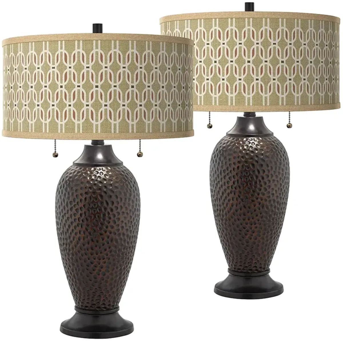 Rustic Mod Zoey Hammered Oil-Rubbed Bronze Table Lamps Set of 2