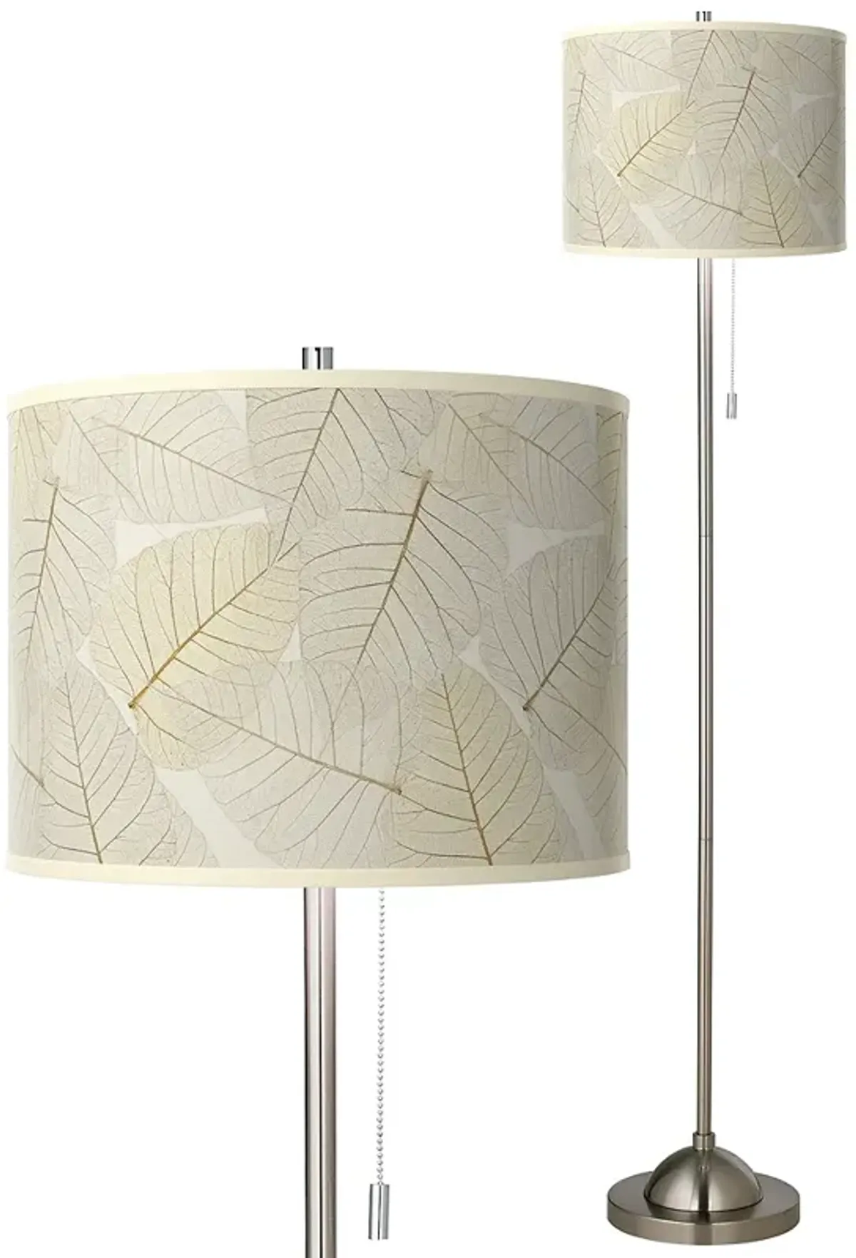 Fall Leaves Brushed Nickel Pull Chain Floor Lamp