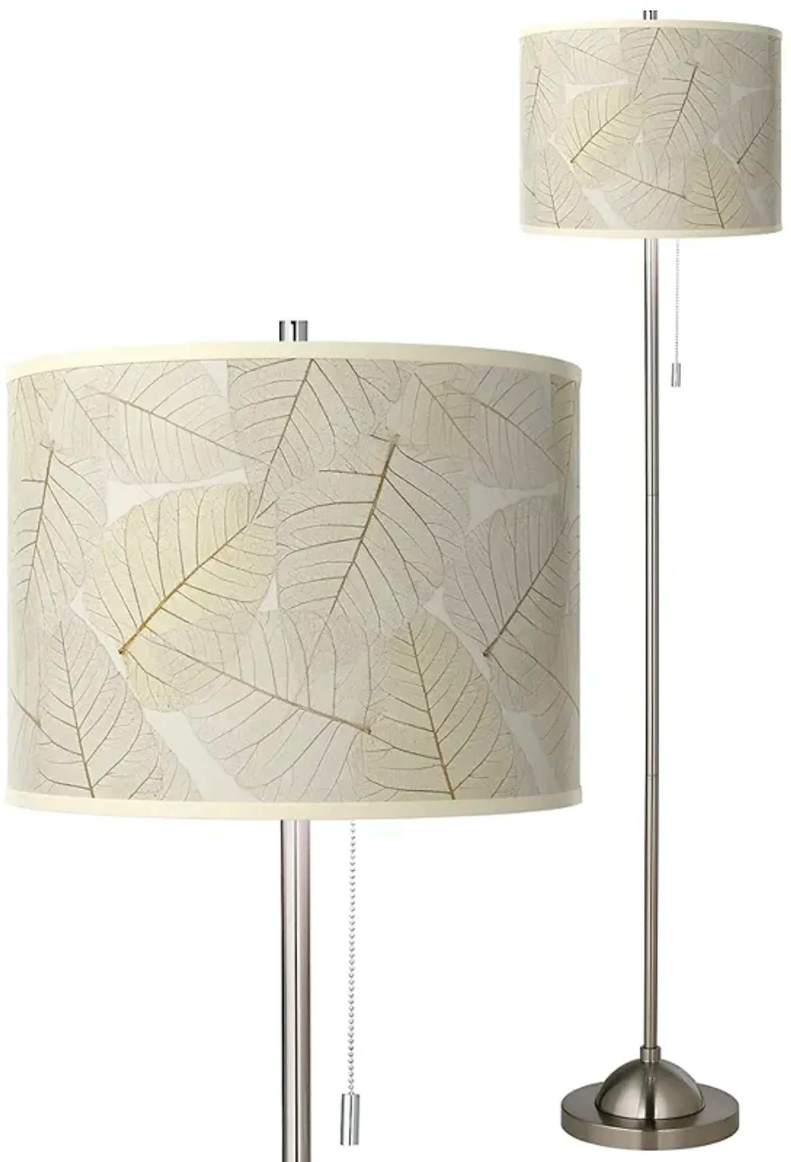 Fall Leaves Brushed Nickel Pull Chain Floor Lamp