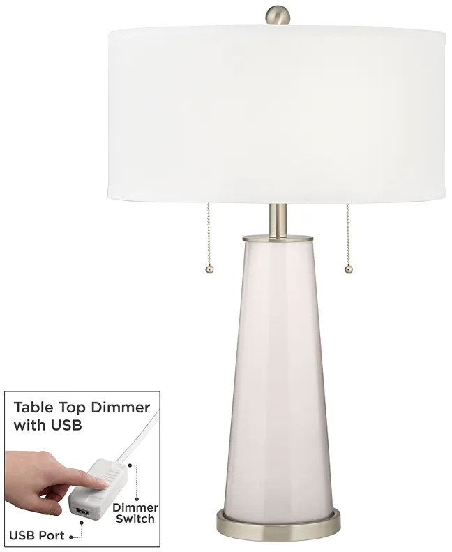 Smart White Peggy Glass Table Lamp With Dimmer