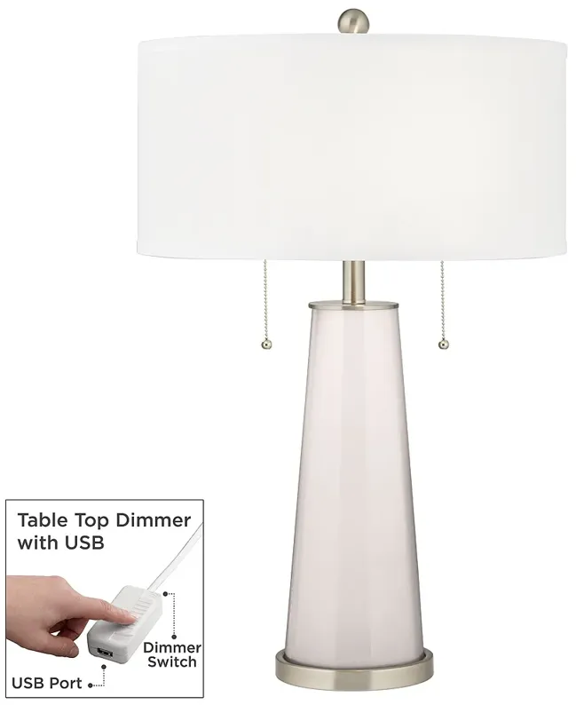 Color Plus Peggy 29 3/4" Smart White Glass Table Lamp with USB Dimmer