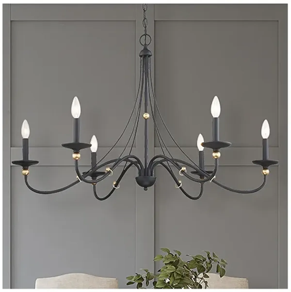 Westchester County 40" Wide Sand Coal 6-Light Chandelier