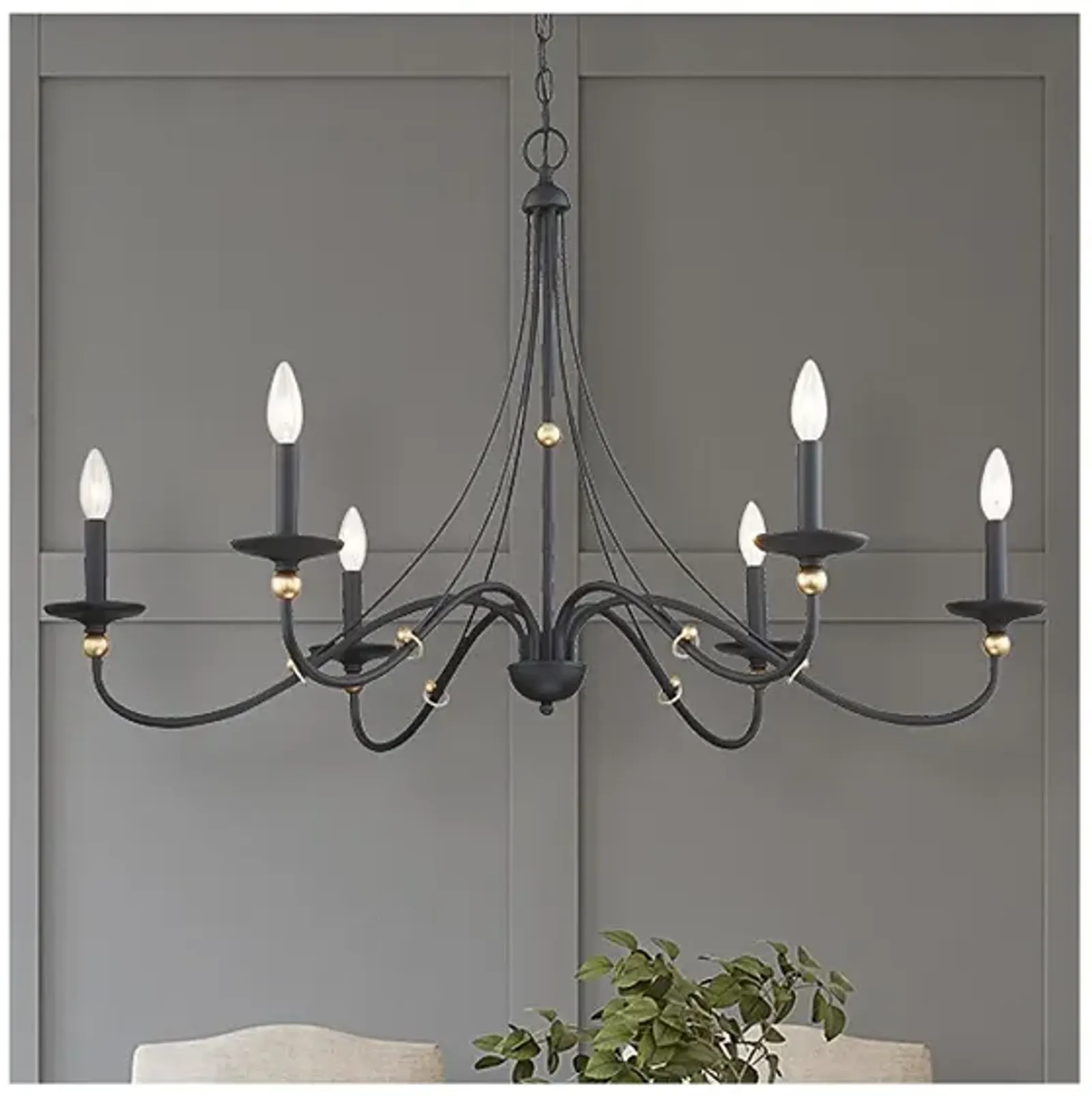 Westchester County 40" Wide Sand Coal 6-Light Chandelier