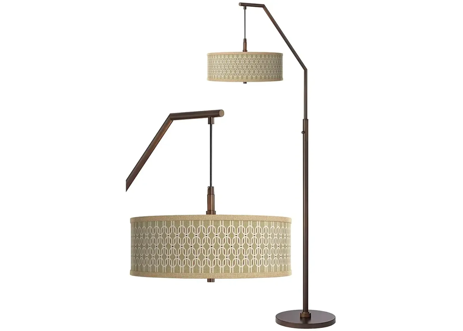 Rustic Mod Giclee Glow Shade on Bronze Downbridge Modern Arc Floor Lamp