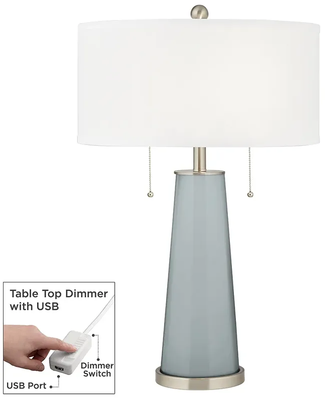 Color Plus Peggy 29 3/4" Uncertain Gray Table Lamp with USB Dimmer