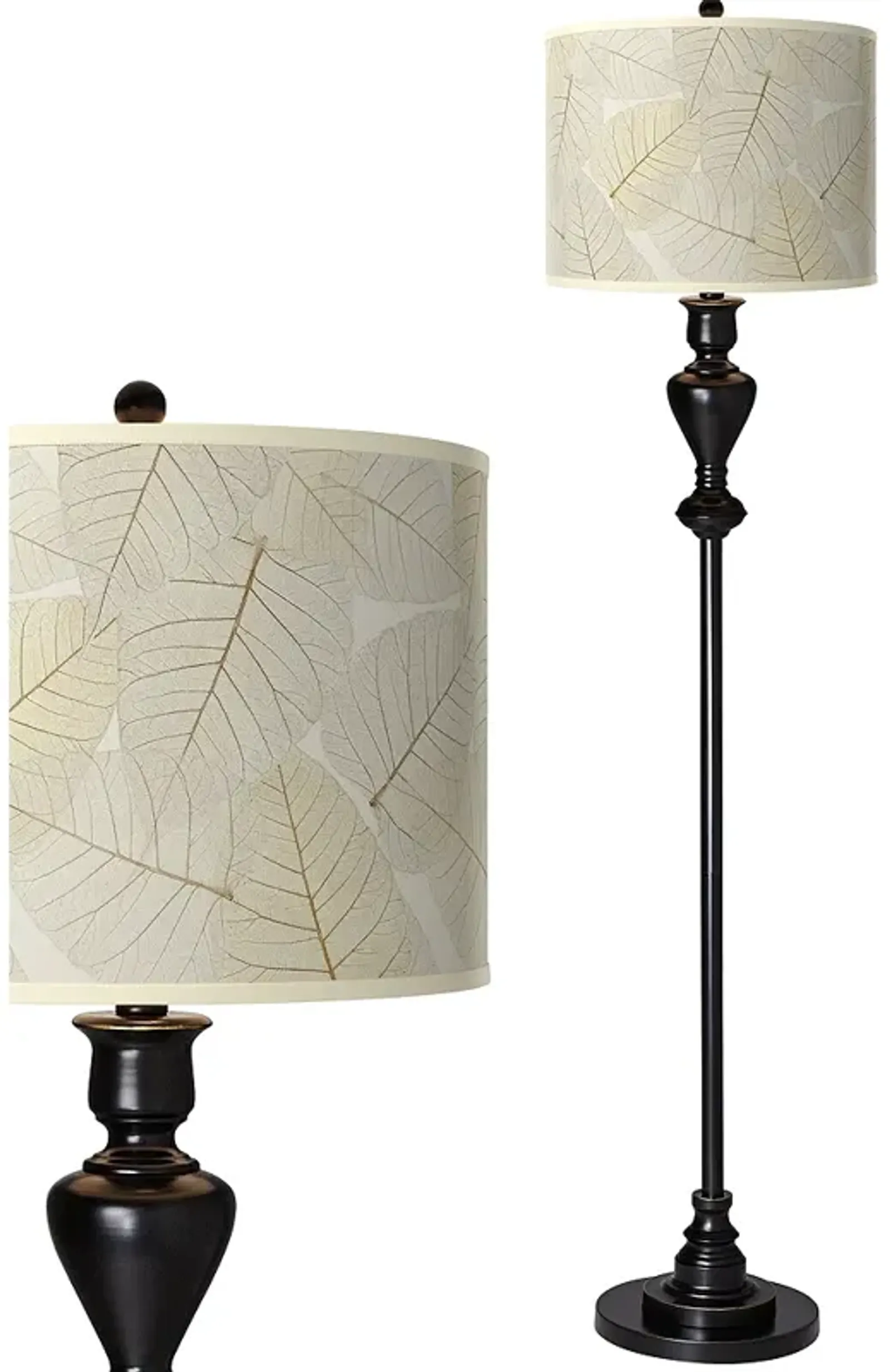 Giclee Glow 58" High Fall Leaves Shade Black Bronze Floor Lamp