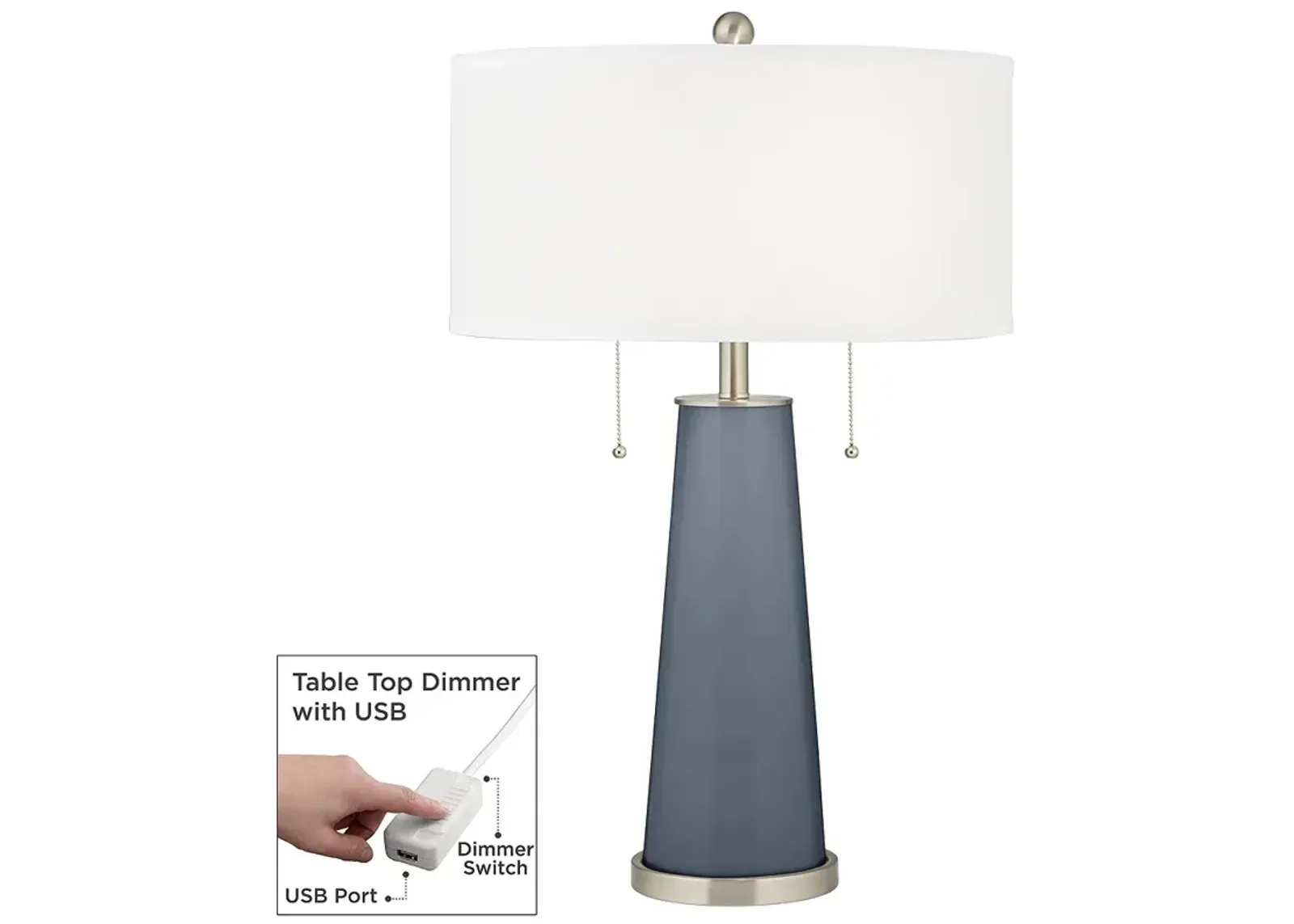 Color Plus Peggy 29 3/4" Granite Peak Gray Table Lamp with USB Dimmer