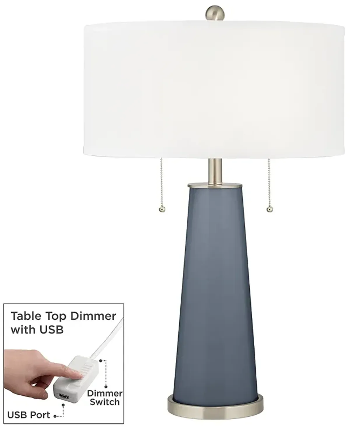 Color Plus Peggy 29 3/4" Granite Peak Gray Table Lamp with USB Dimmer