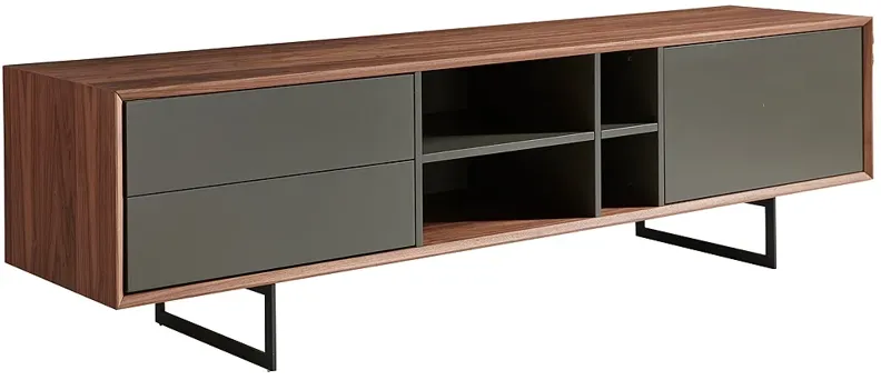 Anderson 70 3/4"W Walnut Gray 1-Door 2-Drawer Media Stand