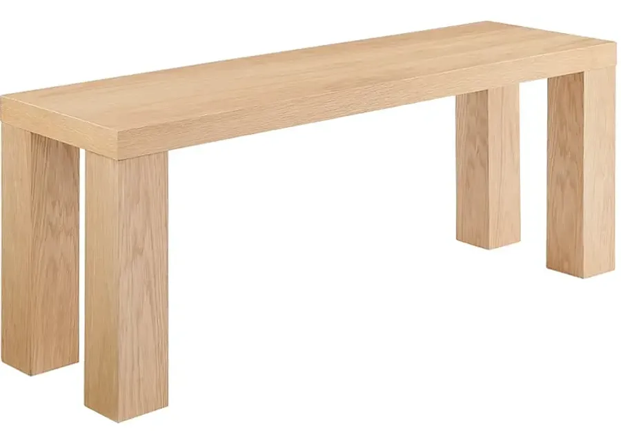 Abby 49" Wide Oak Veneer Wood Rectangular Bench