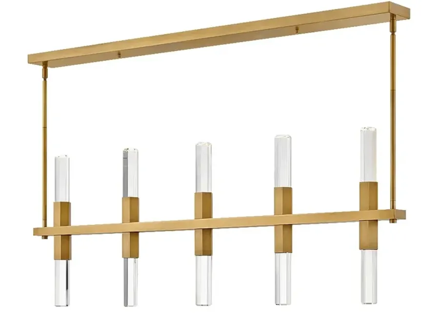 Hinkley Cecily Ten Light LED Linear Chandelier Heritage Brass