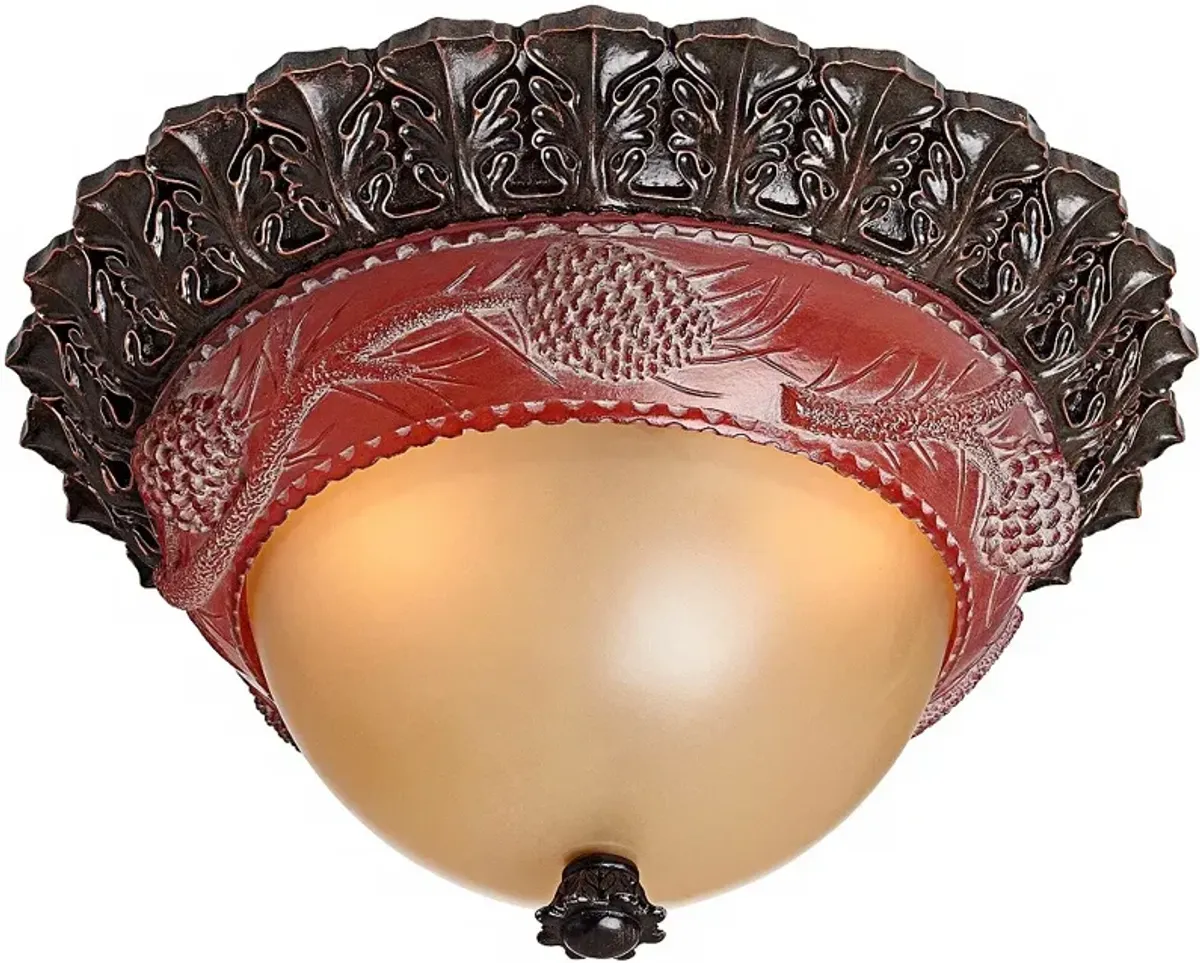 John Timberland Pine Cone Glow 16" Wide Rustic Ceiling Light