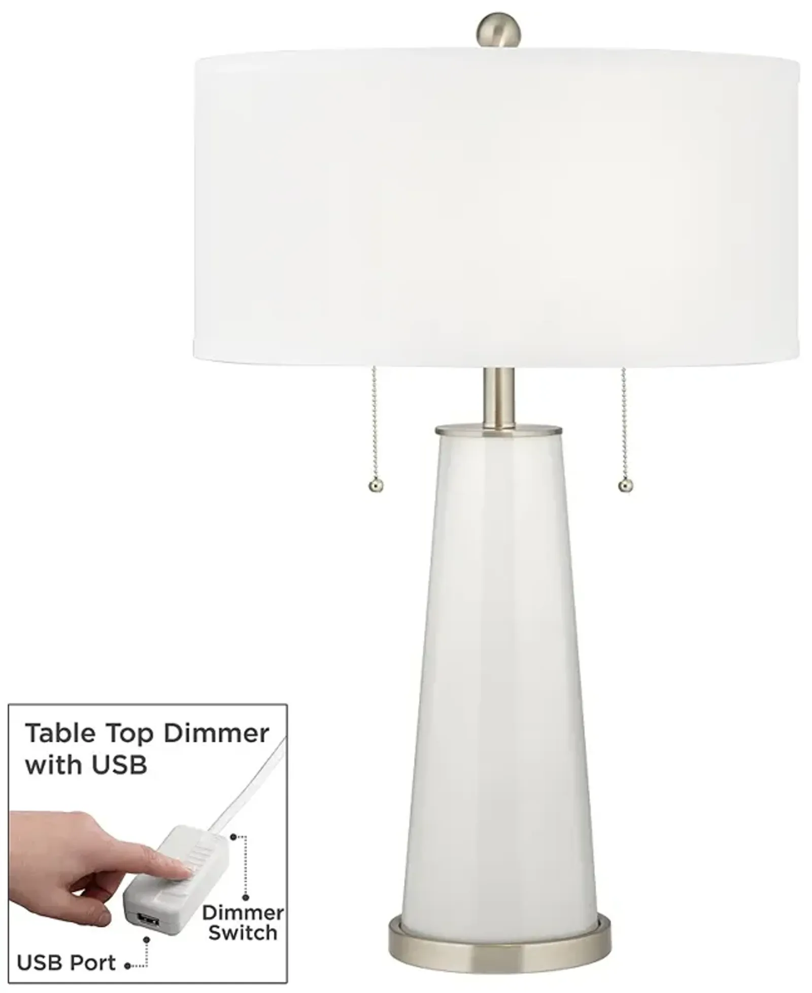 Color Plus Peggy 29 3/4" Winter White Table Lamp with USB Dimmer