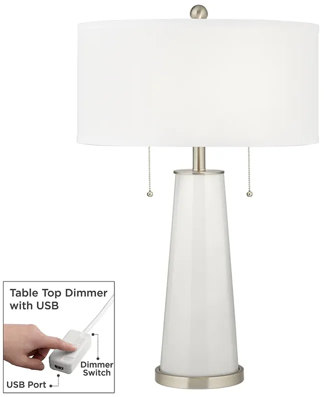 Color Plus Peggy 29 3/4" Winter White Table Lamp with USB Dimmer