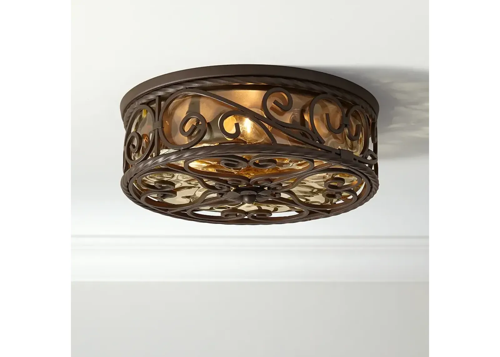 Casa Seville 15" Wide Walnut Indoor-Outdoor Ceiling Light