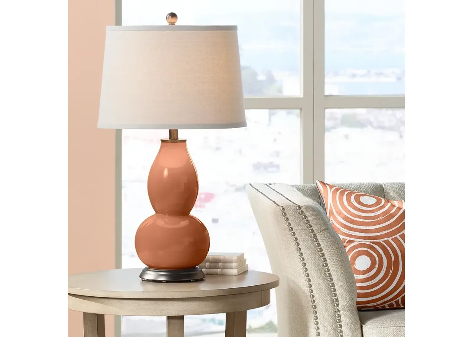 Color Plus Double Gourd 28 3/4" Baked Clay Brown Table Lamp