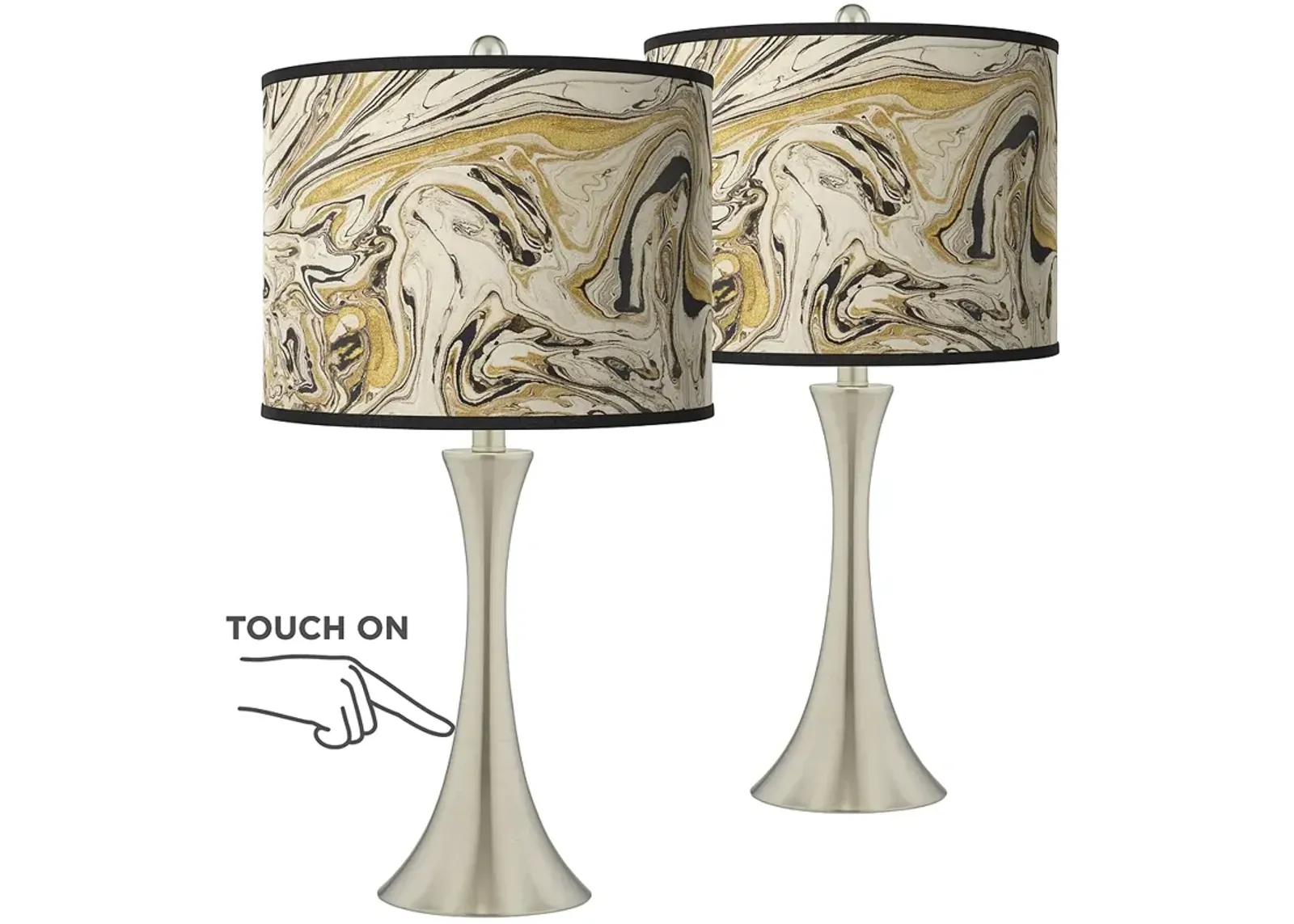 Giclee Glow Trish 24" Venetian Shade Nickel Touch Table Lamps Set of 2