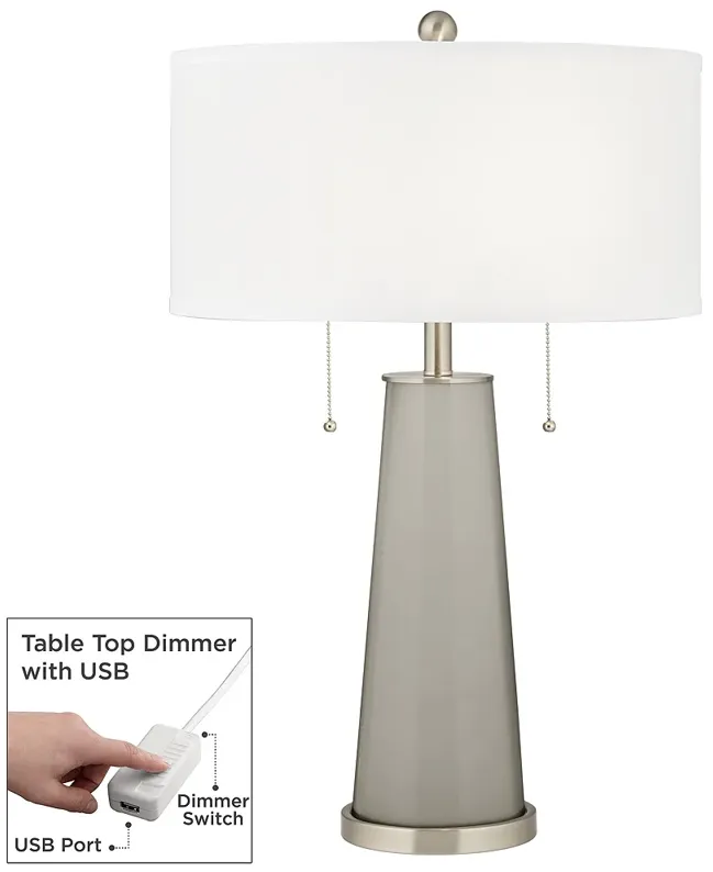 Color Plus Peggy 29 3/4" Requisite Gray Table Lamp with USB Dimmer