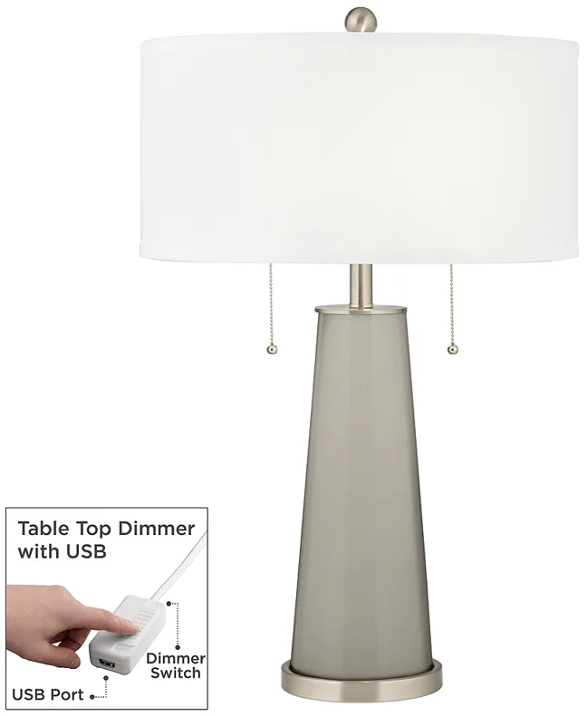 Color Plus Peggy 29 3/4" Requisite Gray Table Lamp with USB Dimmer