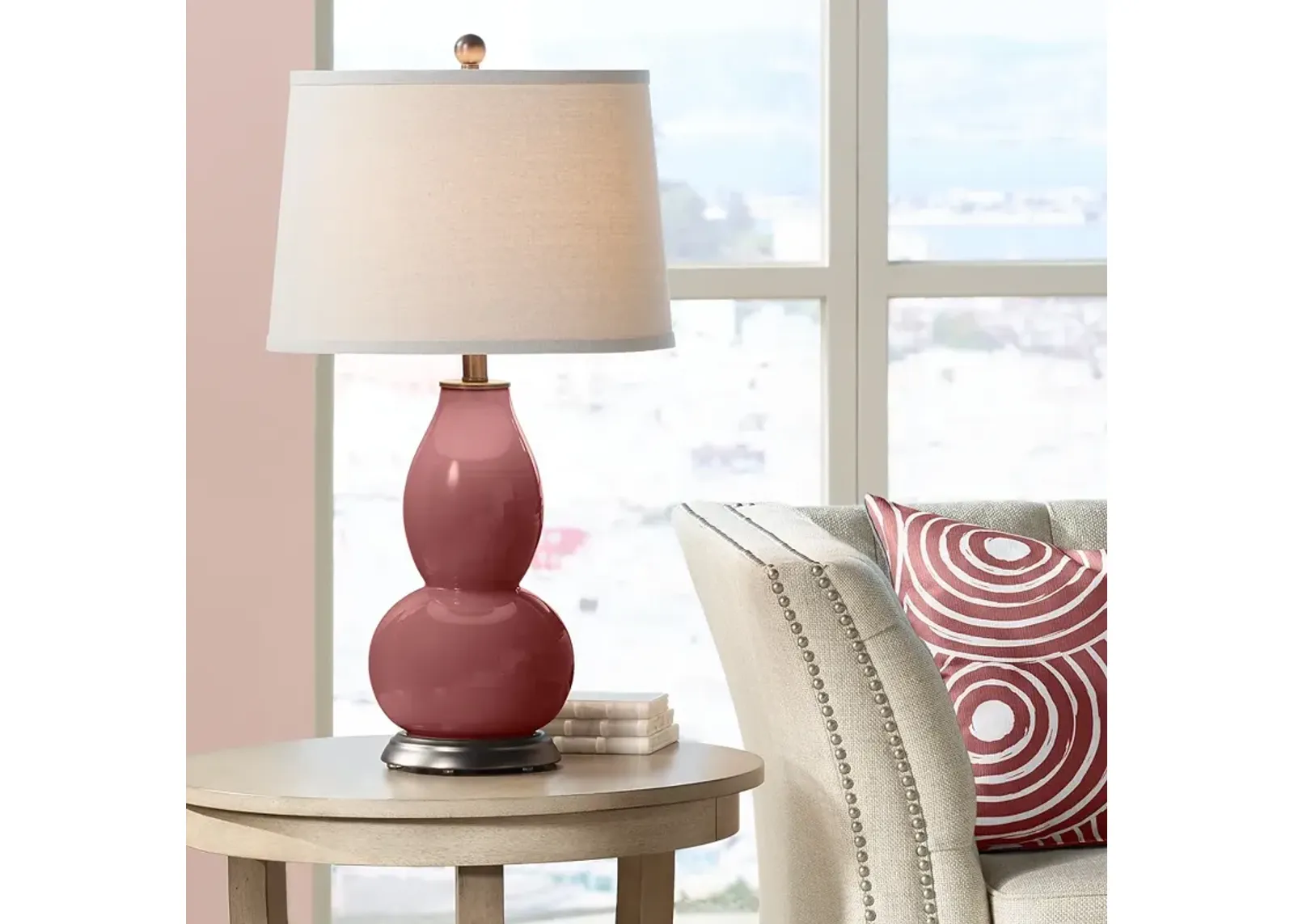 Color Plus Double Gourd 28 3/4" Toile Red Table Lamp