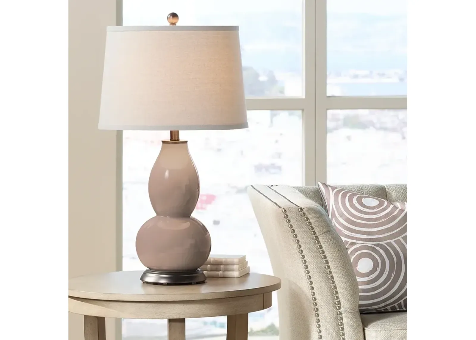 Redend Point Double Gourd Table Lamp with Vine Lace Trim