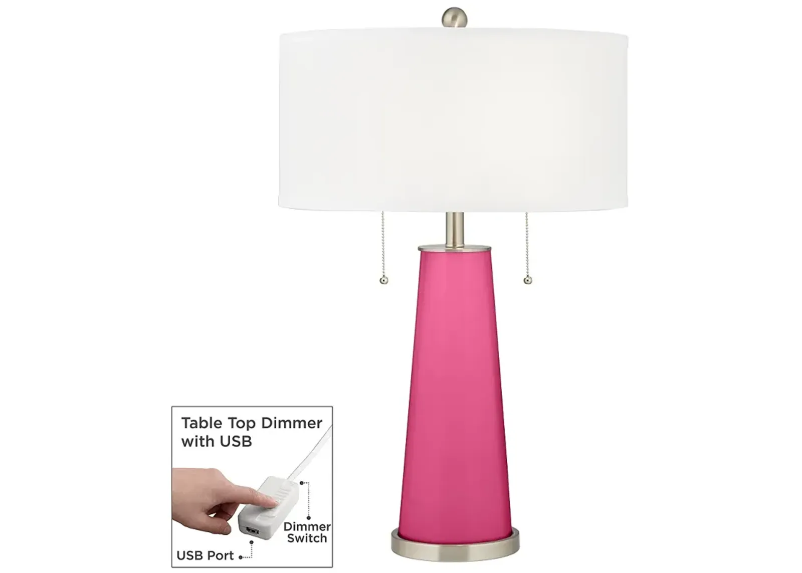 Color Plus Peggy 29 3/4" Blossom Pink Table Lamp with USB Dimmer