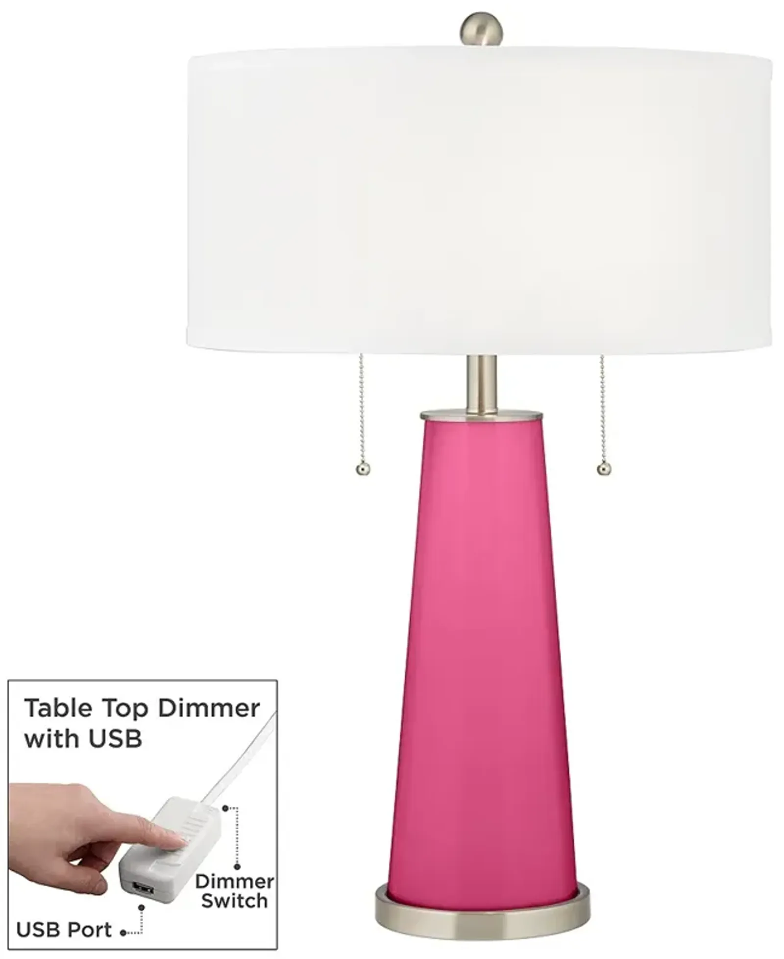 Color Plus Peggy 29 3/4" Blossom Pink Table Lamp with USB Dimmer