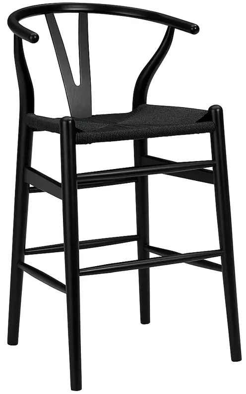 Evelina 26" Black Wood Counter Stool