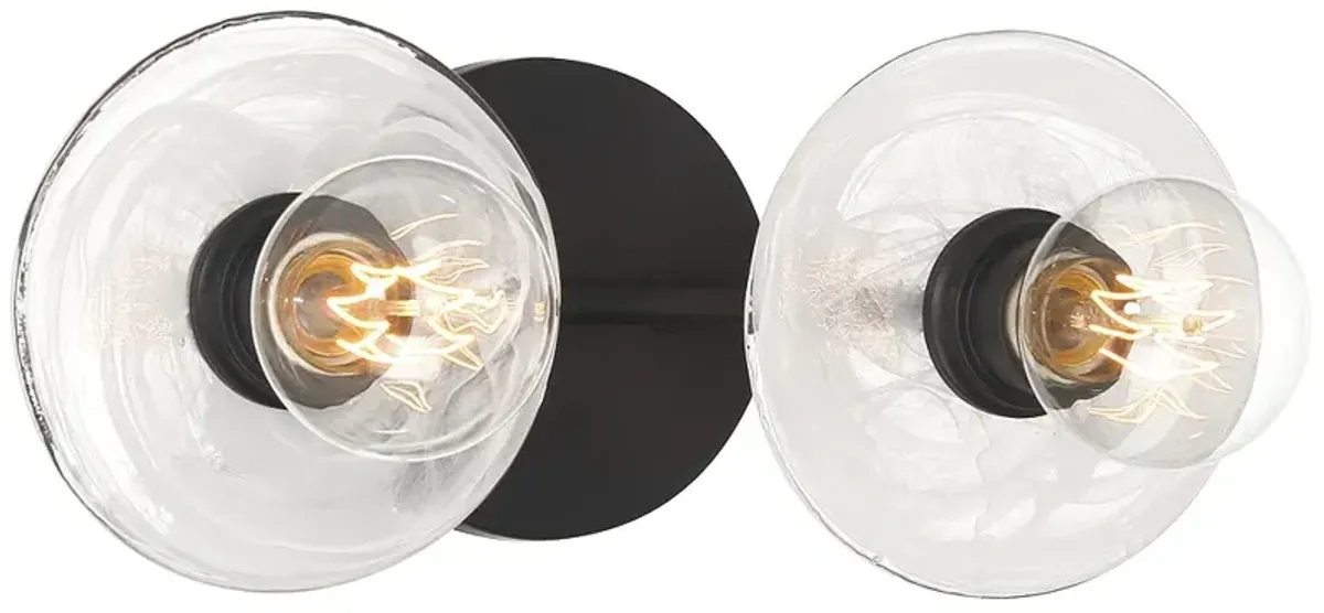 George Kovacs Vapors 2-Light Black Vanity with Clear Alabaster Glass Shade