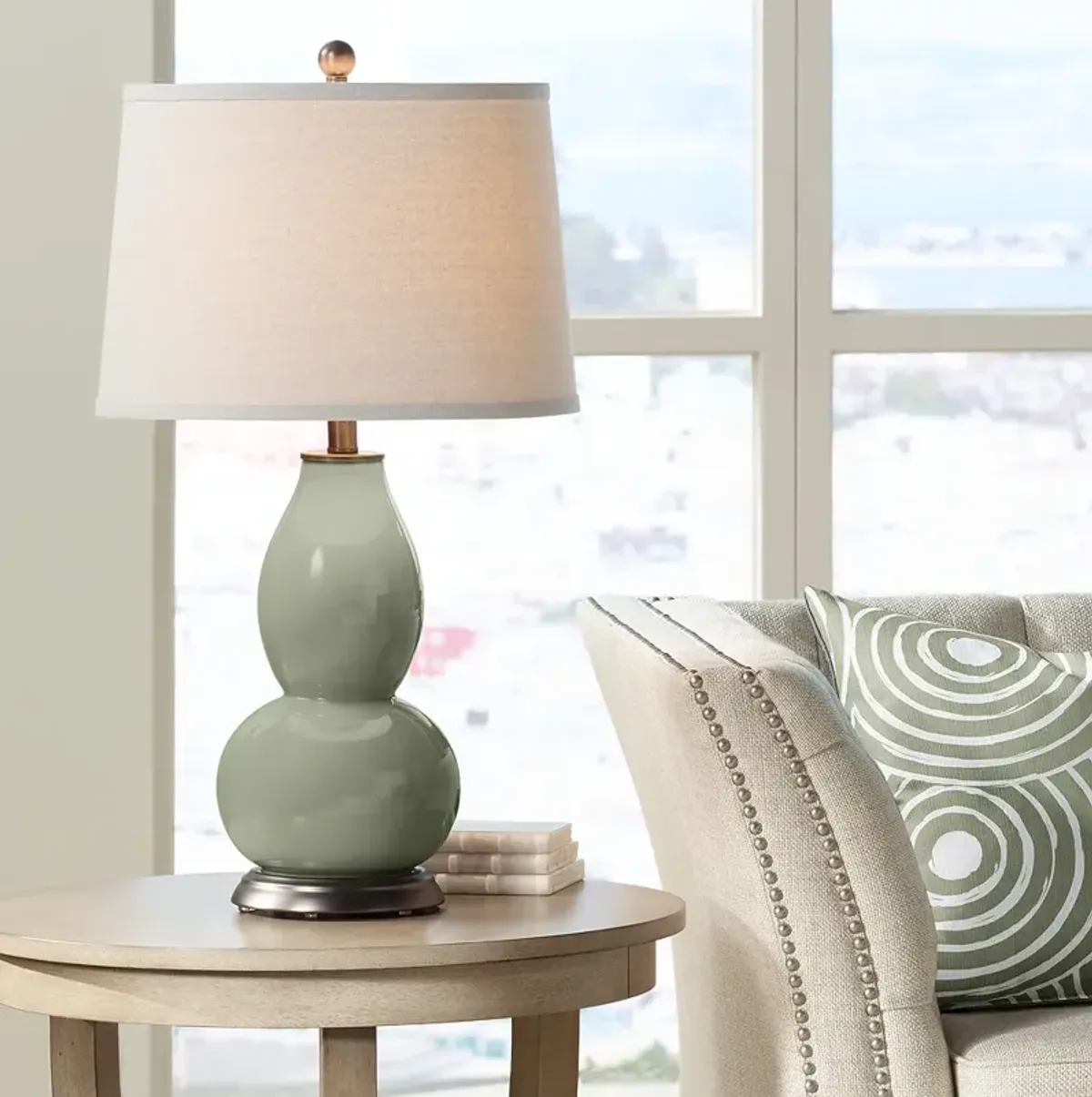 Color Plus Double Gourd 28 3/4" High Evergreen Fog Table Lamp