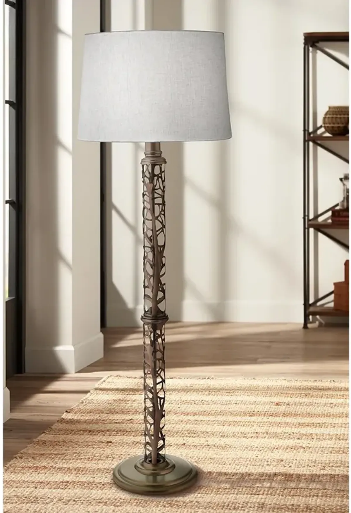 Stiffel 61" Oxidized Bronze Metal Column Floor Lamp