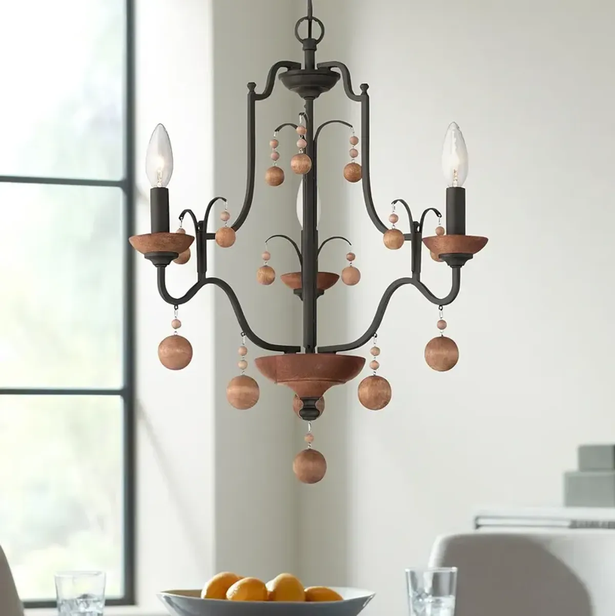Colonial Charm 18 3/4"W Old World Bronze 3-Light Chandelier