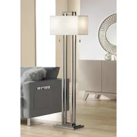 Possini Euro Design Double Tier 62" Modern Brushed Nickel Floor Lamp
