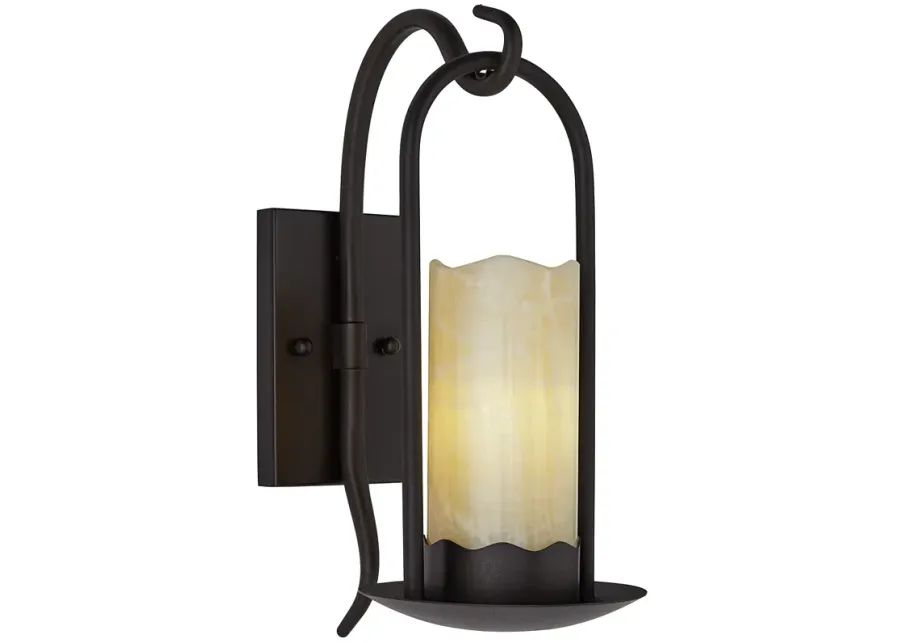 Franklin Iron Works Rustic Onyx 14 1/2" Faux Candle Light Wall Sconce