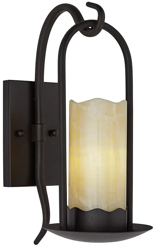 Franklin Iron Works Rustic Onyx 14 1/2" Faux Candle Light Wall Sconce