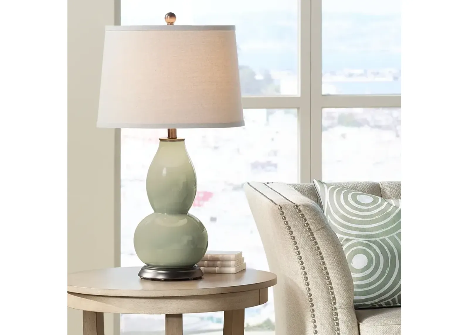 Color Plus Double Gourd 28 3/4" High Sage Green Table Lamp