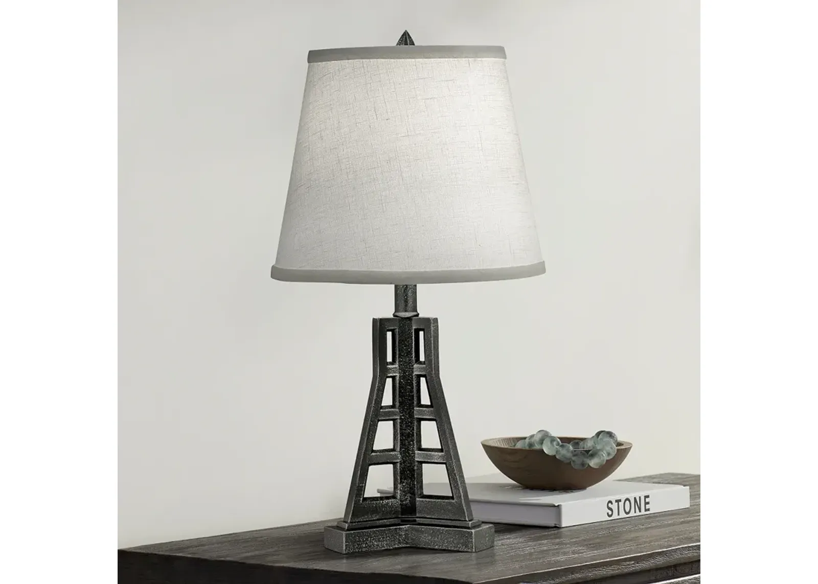 Stiffel 20" High Charcoal Metal Tower Accent Table Lamp