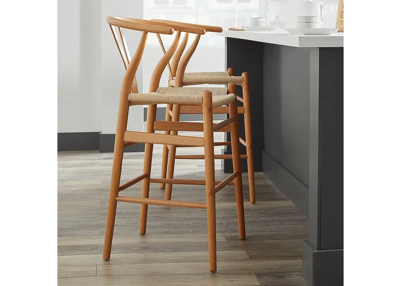 Evelina 26" Natural Wood Counter Stool