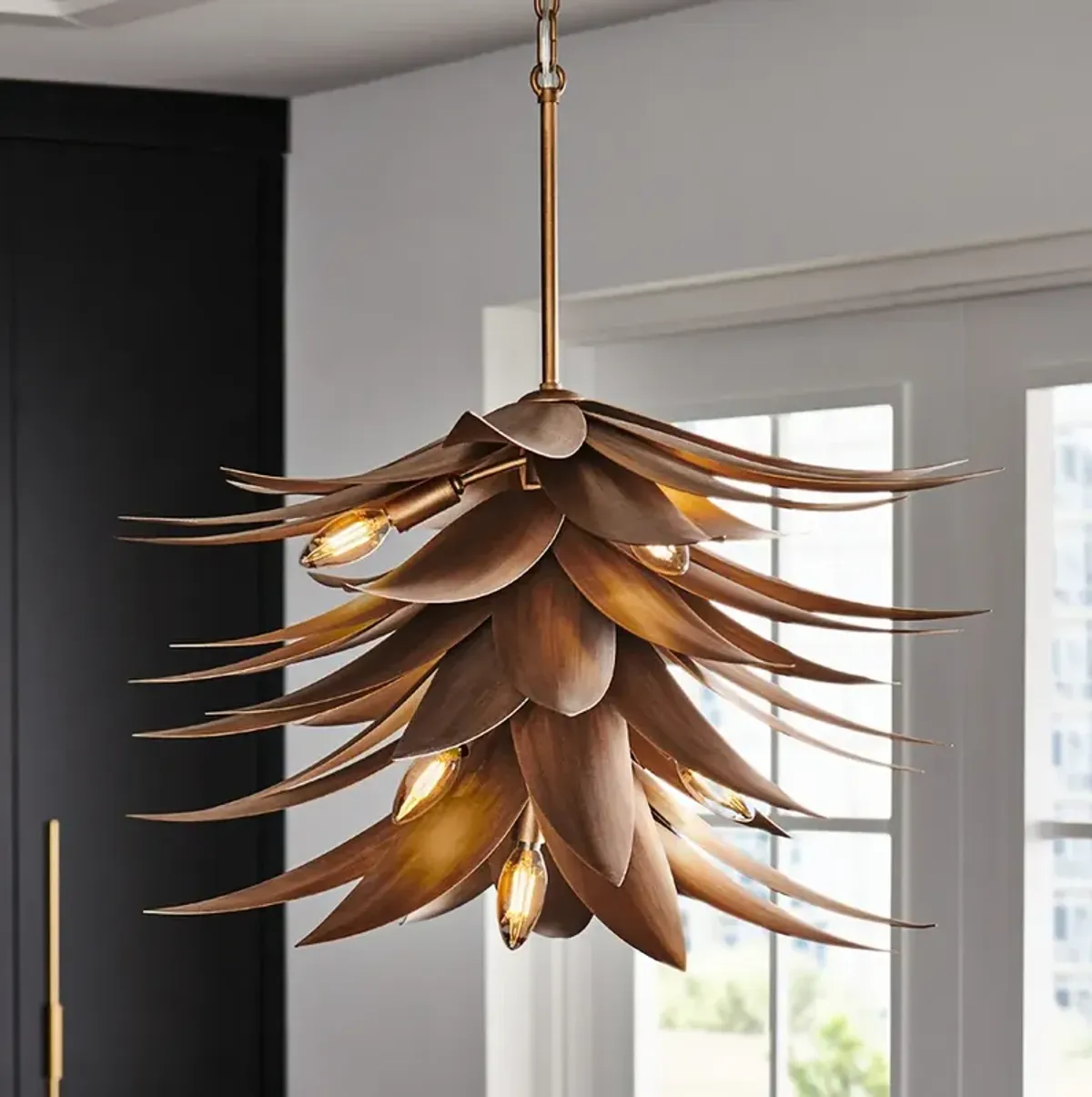 Fredrick Ramond Chandelier Agave Medium Single Tier 26" Burnished Gold