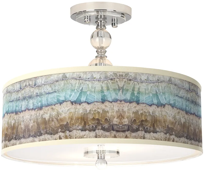Marble Jewel Giclee 16" Wide Semi-Flush Ceiling Light