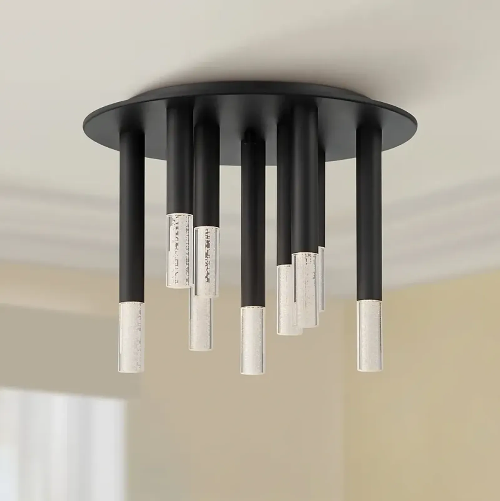 Possini Euro Medley 16 1/2"W Matte Black LED Ceiling Light