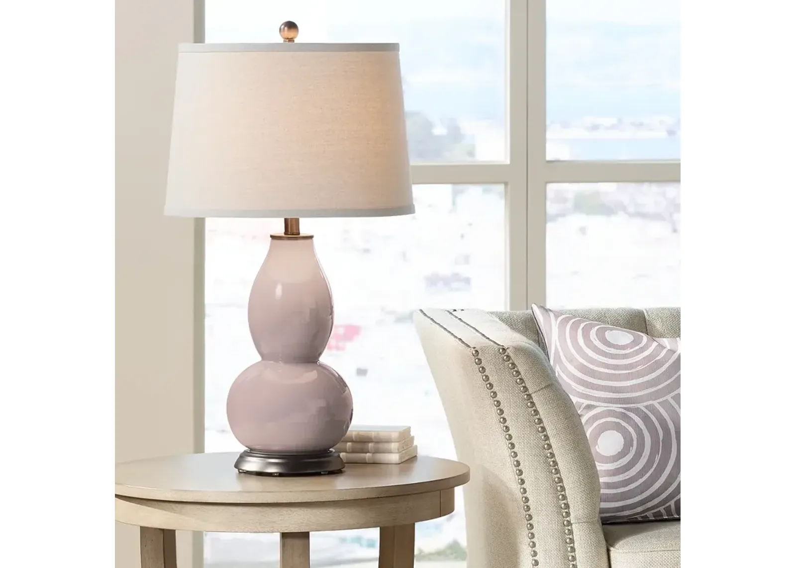 Glamour Double Gourd Table Lamp with Vine Lace Trim