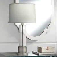 Stiffel 26 1/2" High Satin Nickel Column Accent Table Lamp