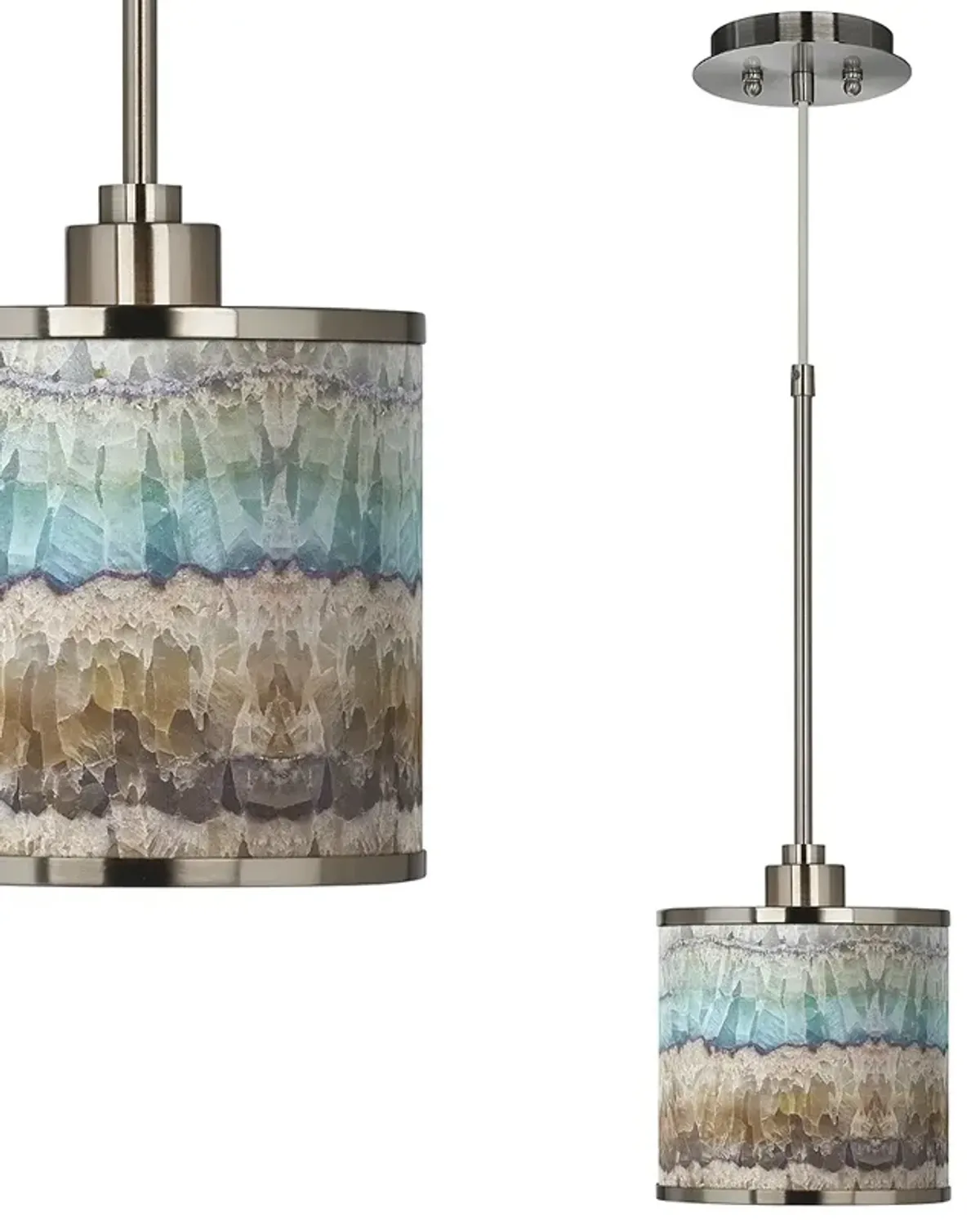 Giclee Glow 7" Marble Jewel Pattern Shade Modern Mini Pendant Light
