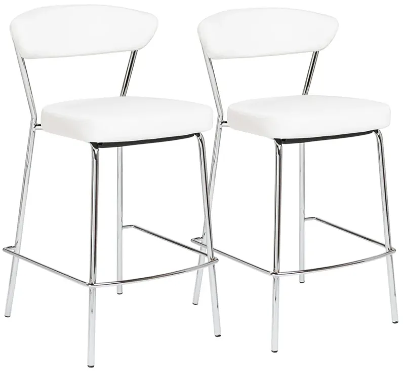 Draco 25 1/2" White Leatherette Counter Stools Set of 2