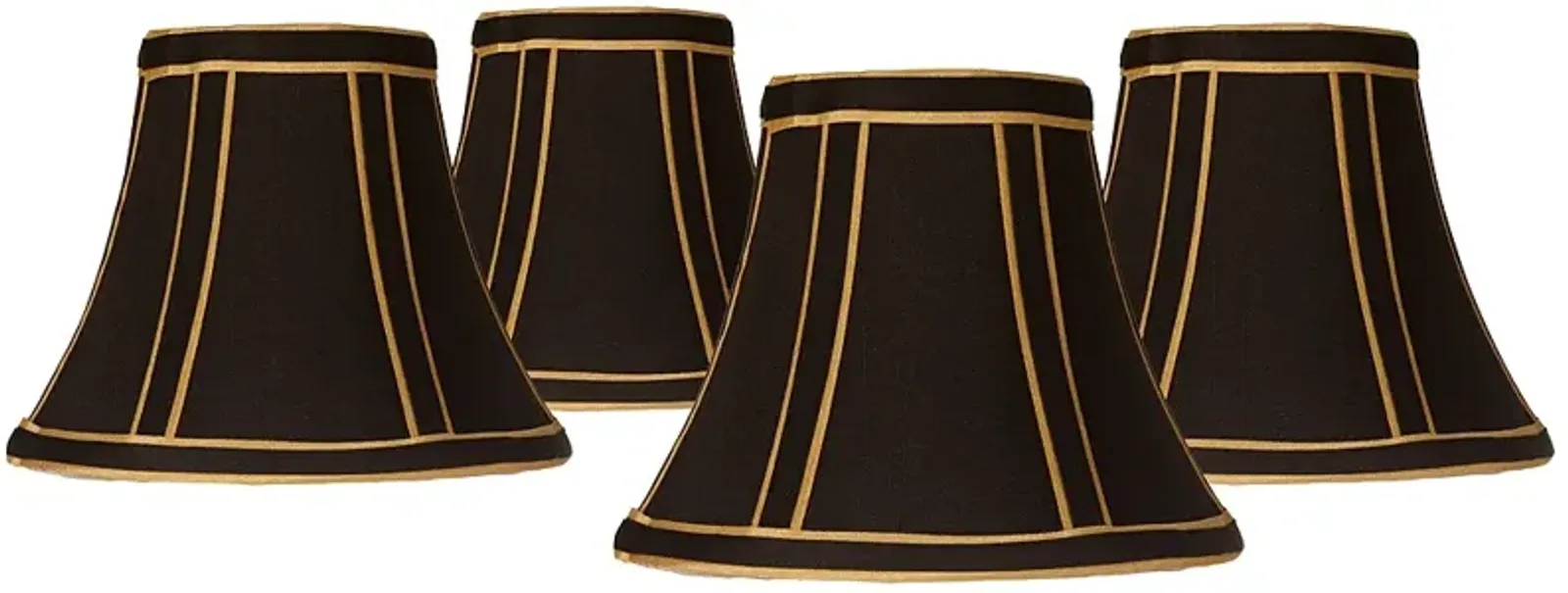 Black with Gold Trim Clip Chandelier Shades 3x6x5 (Clip-On) Set of 4