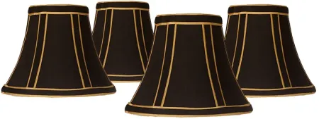 Black with Gold Trim Clip Chandelier Shades 3x6x5 (Clip-On) Set of 4
