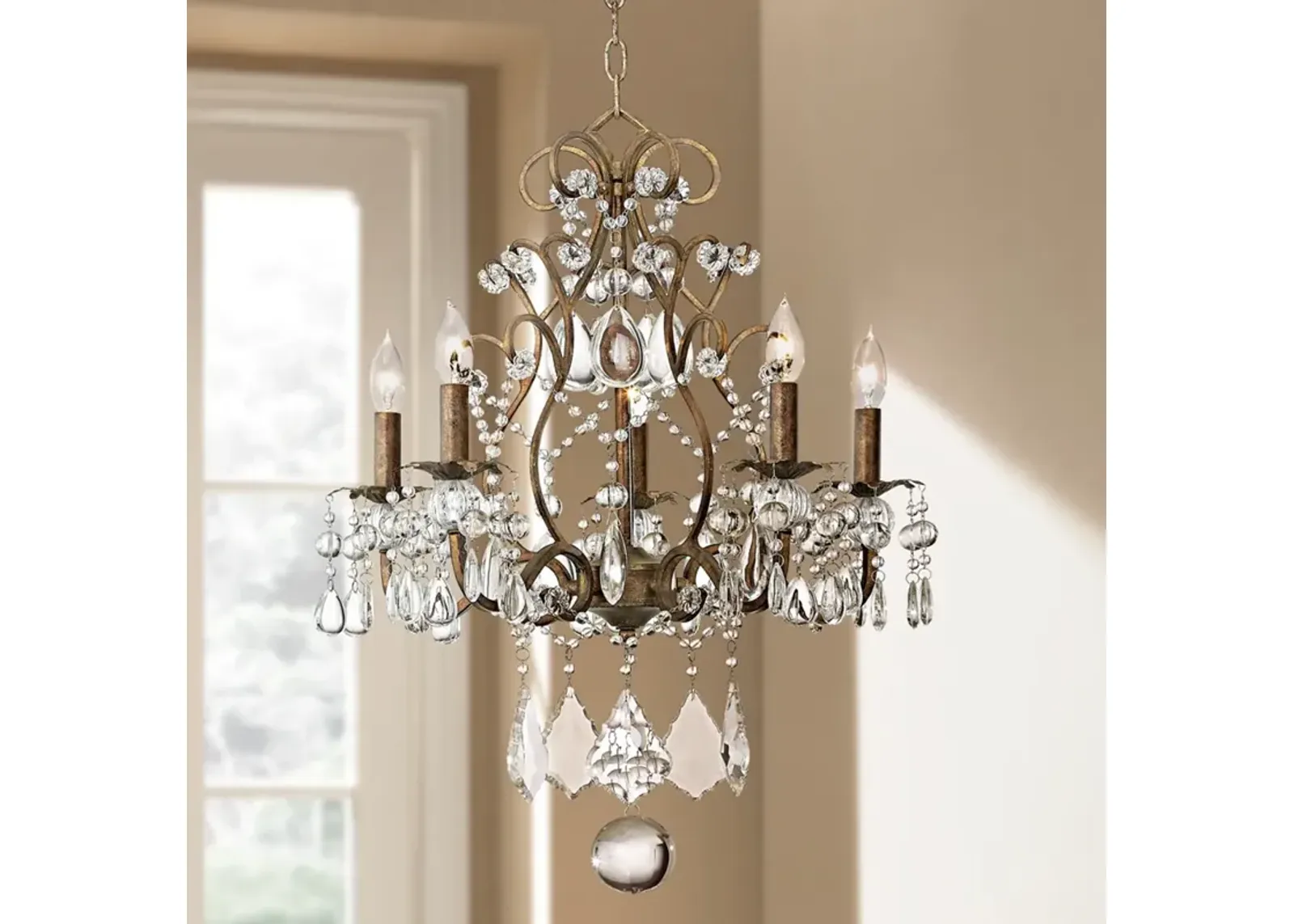 Vienna Full Spectrum Jolie 19 1/2" Crystal Beaded 5-Light Chandelier