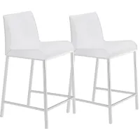 Cam 24" White Leather Counter Stool Set of 2