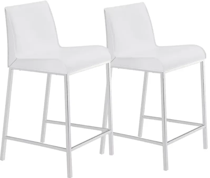 Cam 24" White Leather Counter Stool Set of 2